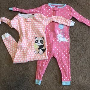 Bunny and Panda Footless Pajama set